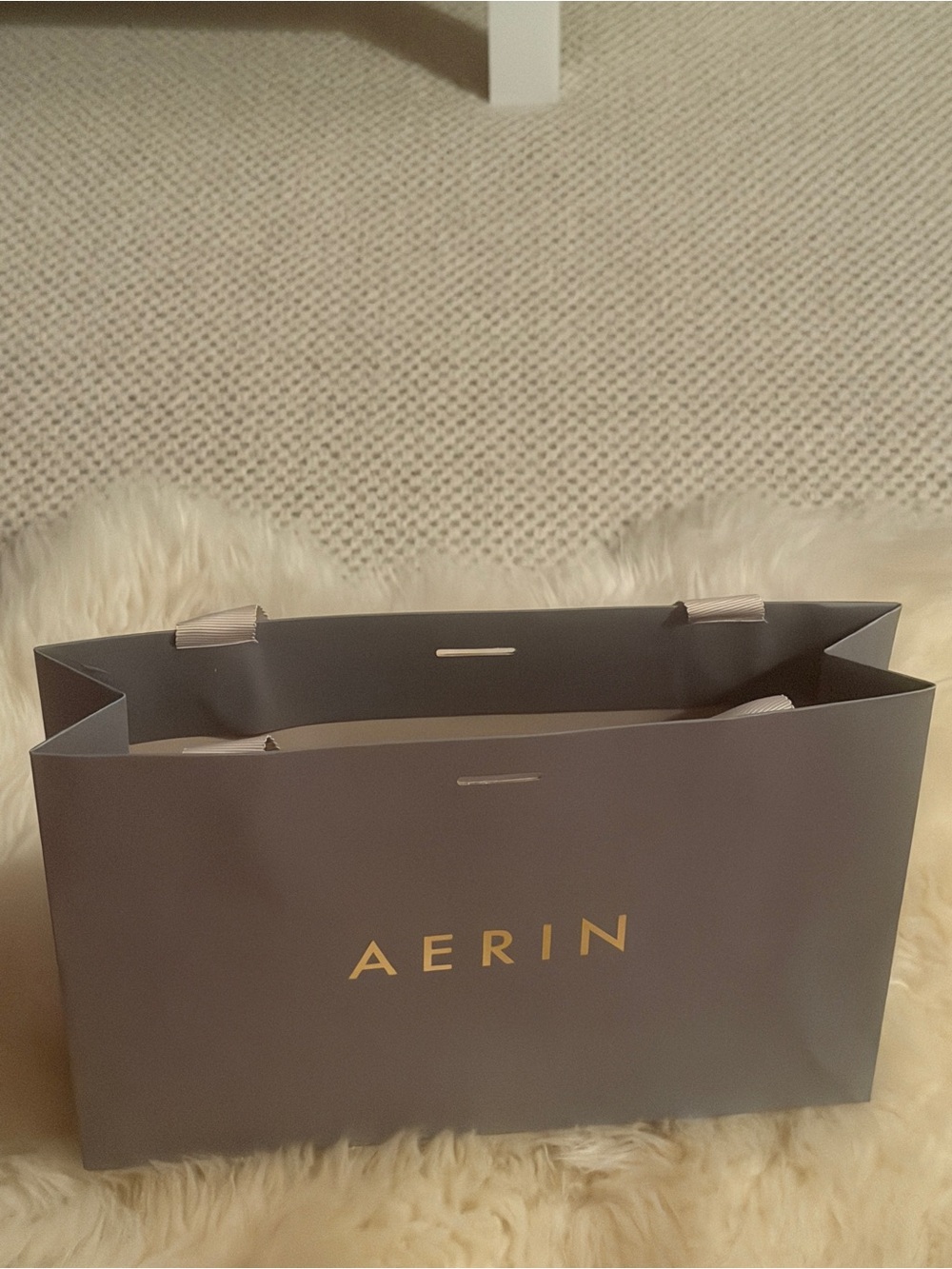Aerin Gray Shopping Bag with Gold Logo